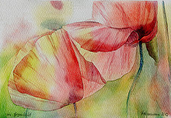 Aquarellmalerei, Aquarell, Gegenlicht, Blume