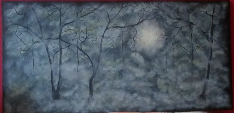 Acrylmalerei, Fantasy, Wald, Mystik, Malerei