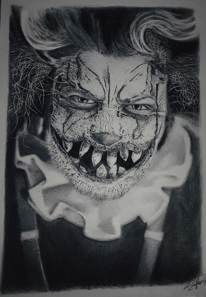 Bleistiftzeichnung, Horror, Clown, Halloween