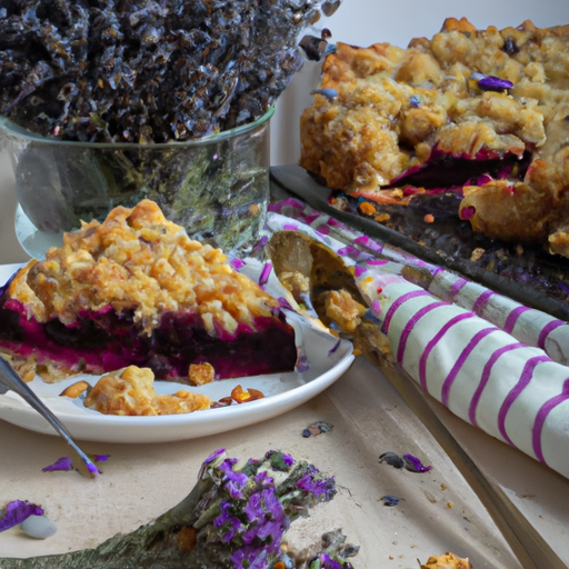 Streuselkuchen mit Brombeeren und Lavendel