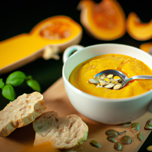 Herzhafte Kürbissuppe mit gerösteten Kernen