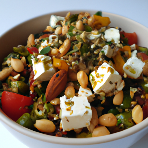 Mediterraner Linsensalat mit Feta und gerösteten Mandeln