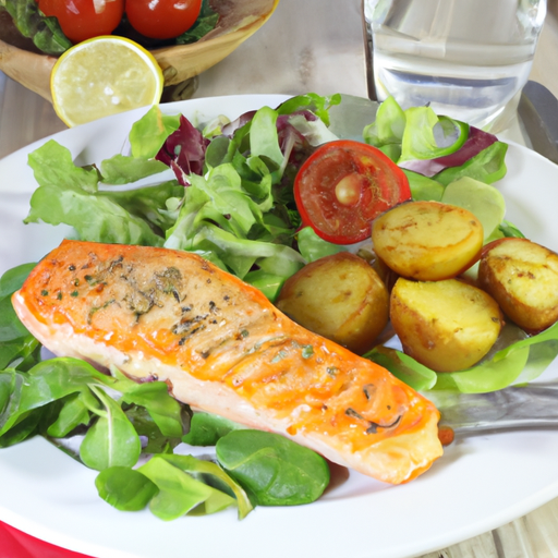 Mediterraner Ofenlachs mit Thymiankartoffeln und Salat