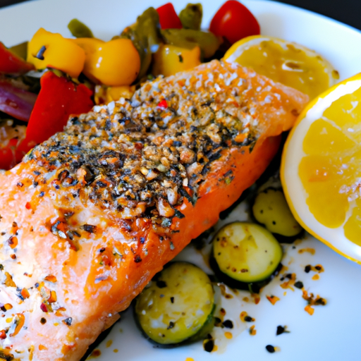 Mediterraner Lachs mit Zitronenkruste und frischem Gemüse