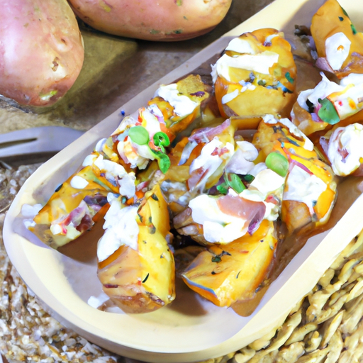 Knusprige Ofenkartoffeln mit Kräuterquark und Räucherlachs