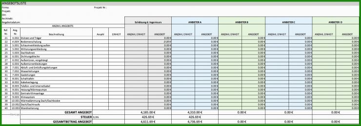 Excel Vorlage Angebot