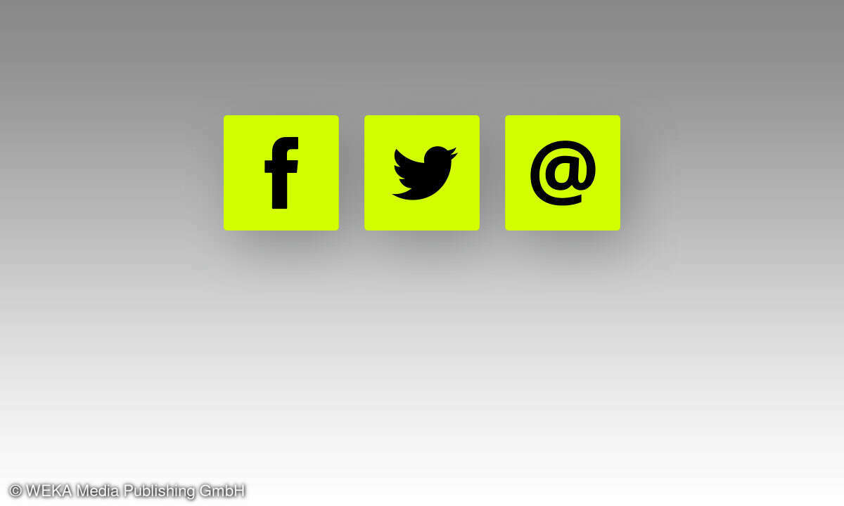 Kontaktsymbole Facebook, Twitter, Mail