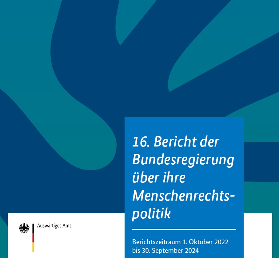 Titelbild der Publikation "16. Bericht der Bundesregierung über ihre Menschenrechtspolitik"