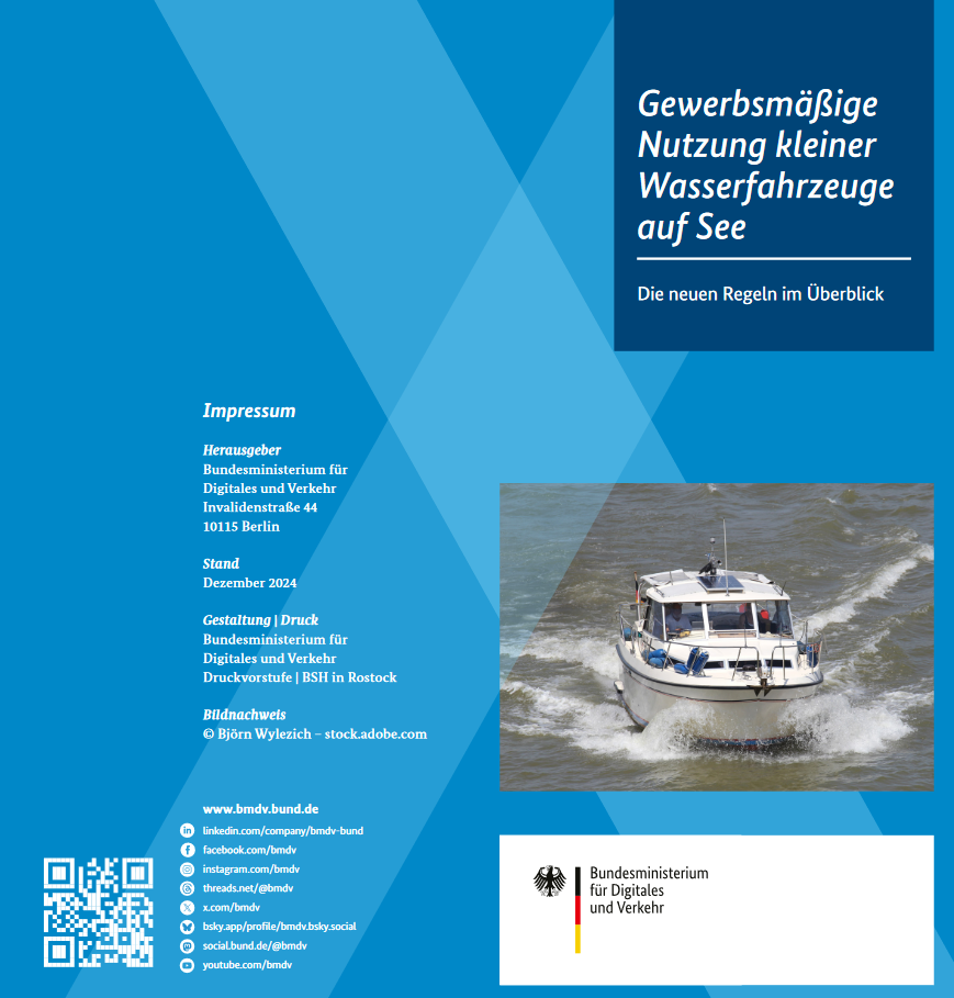 Titelbild der Publikation "Gewerbsmäßige Nutzung kleiner Wasserfahrzeuge auf See"