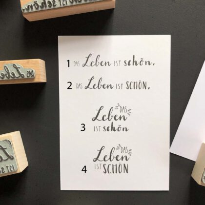 Text-Stempel Das Leben ist schön Varianten