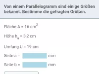 Flächeninhalt - Parallelogramm, Dreieck und Trapez