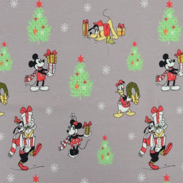 French Terry angeraut Mickey Mouse Christmas with Friends, blassaubergine