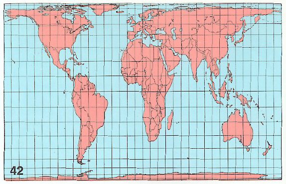 The New Map of the World in comparison to other projections