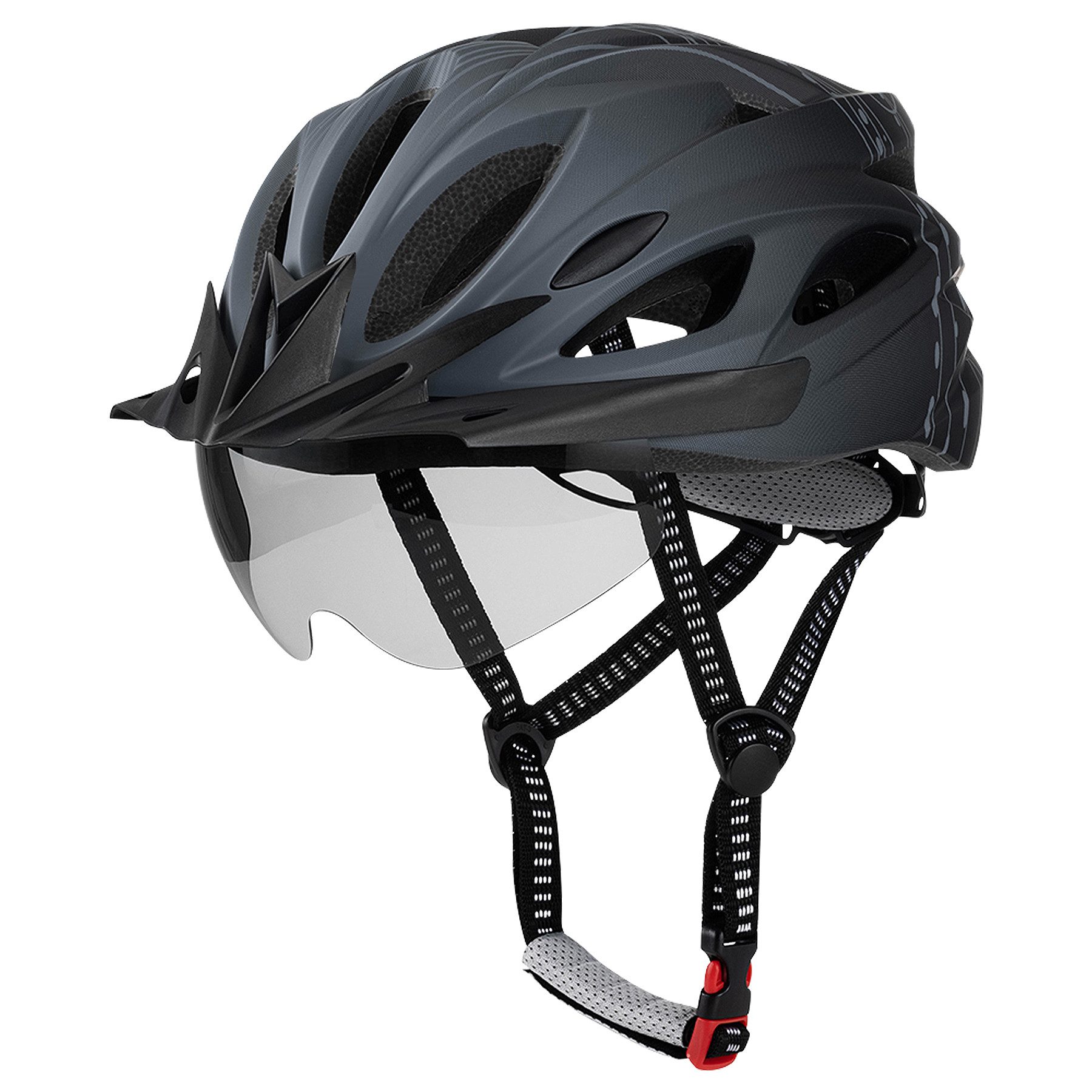 Senmudi Fahrradhelm Fahrradhelm für Herren und Damen,fahrradhelm mit visier (Radhelm, Cityhelm mit abnehmbarem magnetischem Visier, atmungsaktiv, 18 Belüftungskanäle, einstellbarer Radhelm mit LED-Licht), Sicherheitsschutz Trekking-und Rennradhelm, Fahrradhelm für Erwachsene