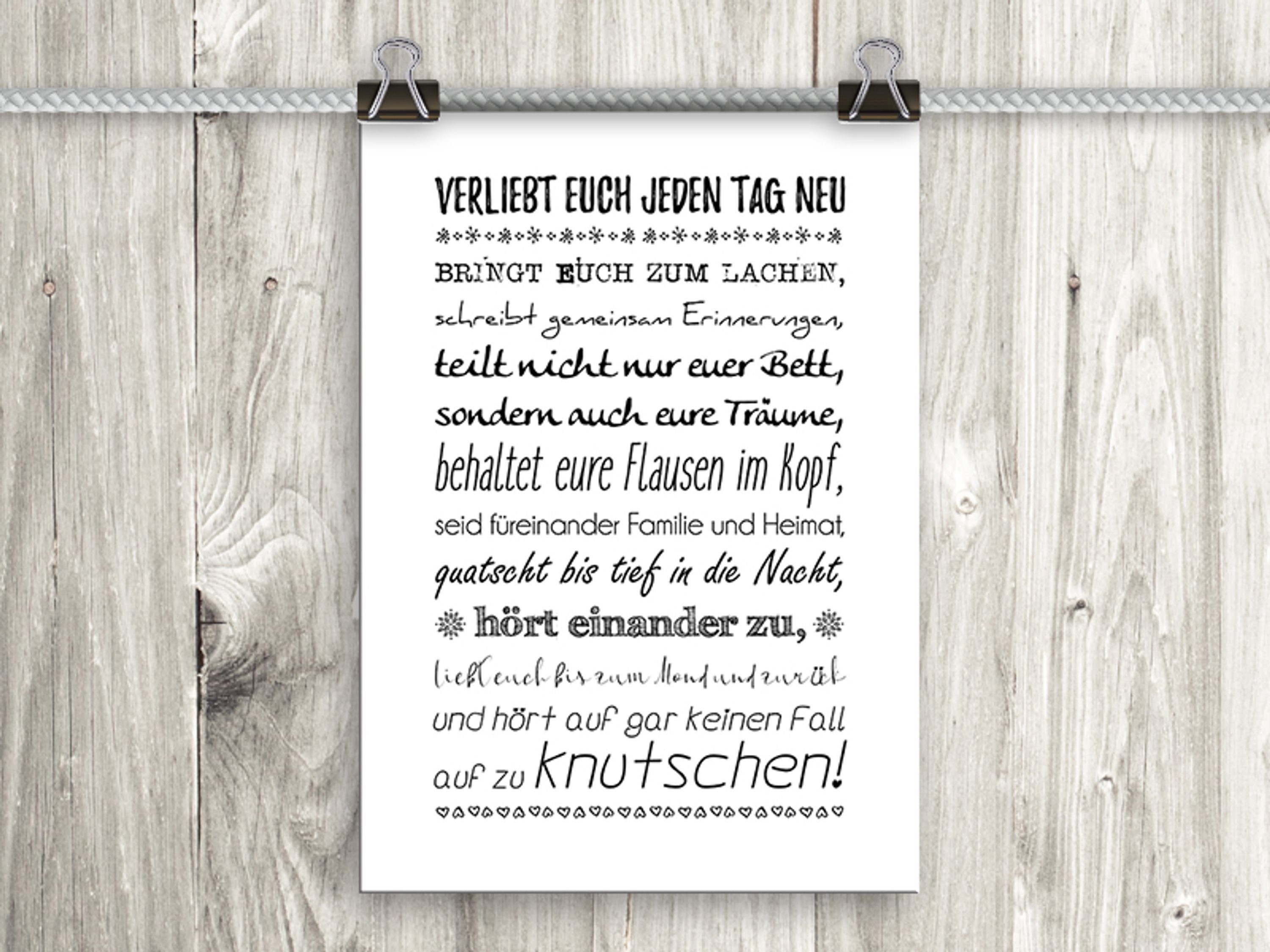 artissimo Poster Poster mit Spruch DinA4 Sprüche Text lustiges Geschenk zur Hochzeit, Zitate und Sprüche: Liebe und Hochzeit