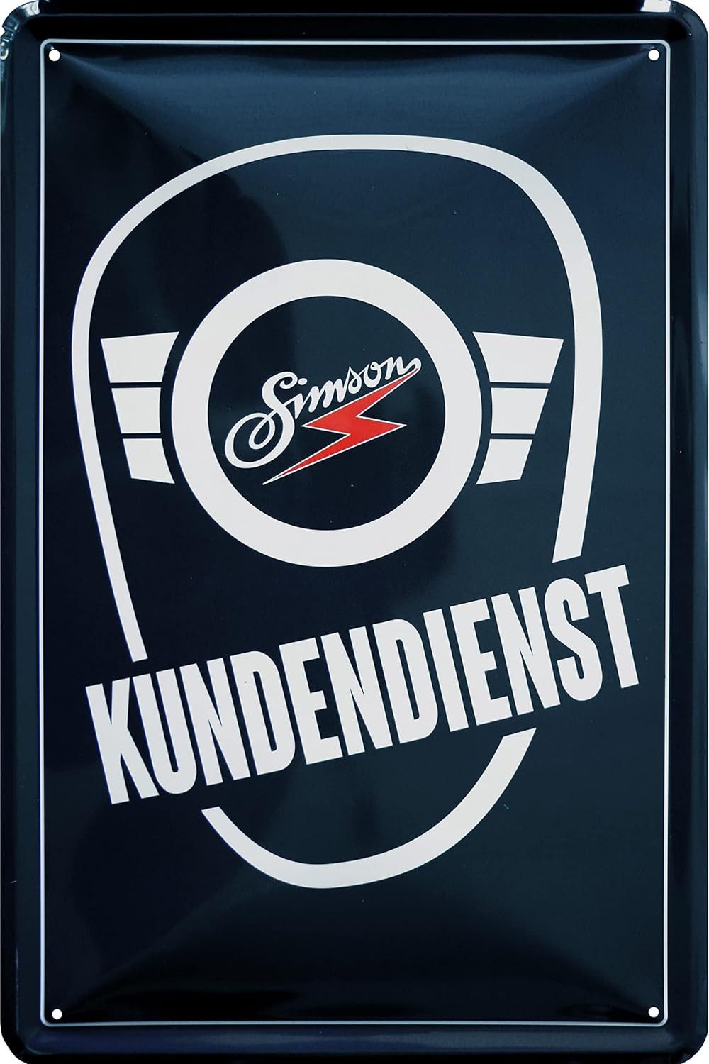 WOGEKA ART Metallbild Simson Kundendienst - 20 x 30 cm Retro Blechschild DDR Moped, Metallschild Wanddeko Spruch Schild Wandbild Ostdeutschland Ossi