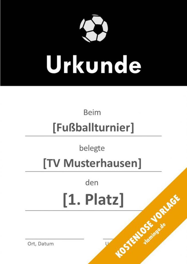 Fußball - Urkunde (Vorlage): Moderne Variante