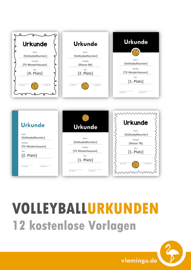 Volleyball-Urkunden - 12 kostenlose Vorlagen