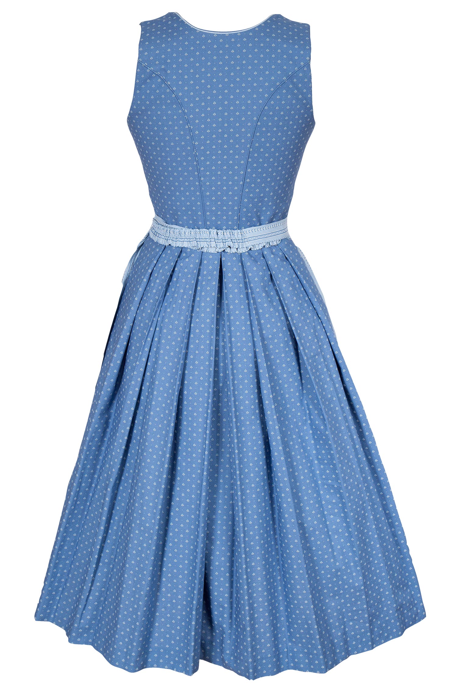 Traditionelles Midi Dirndl in blau mit Knöpfen  hinten