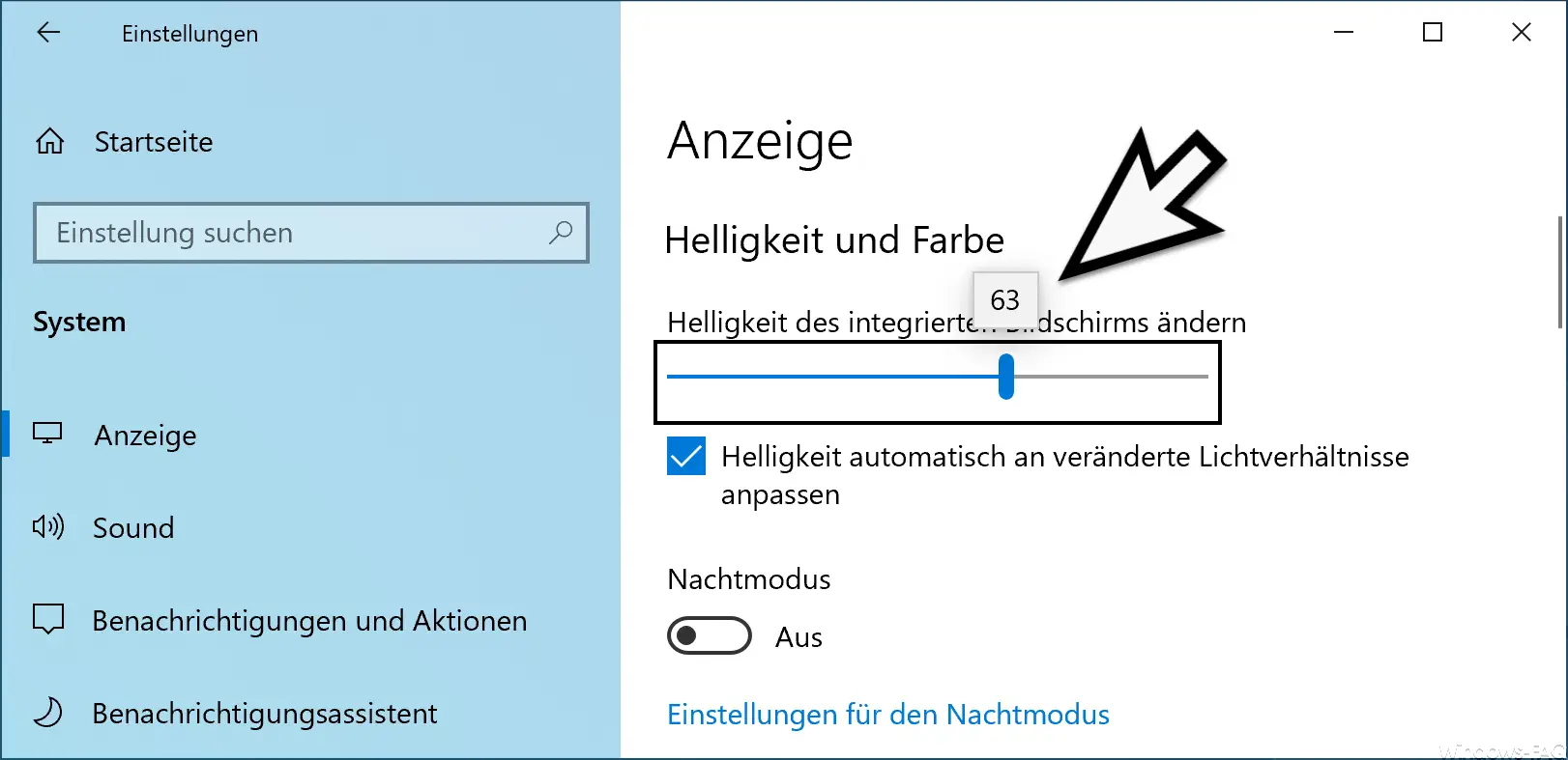 Helligkeit des Bildschirms bei Windows 10 einstellen