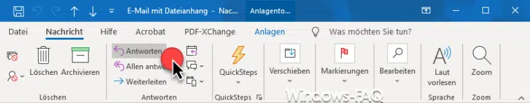 Outlook: E-Mail Anhang beim Antworten beibehalten