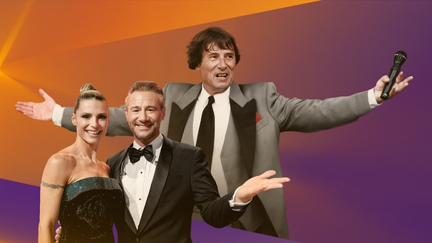 Michelle Hunziker, Sasha und Udo Jürgens im Hintergrund. | Bild: UJM, BR/Kevsan Gündüz, Montage: BR