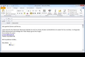 Abwesenheitsnachricht einstellen bei Outlook 2010 - Anleitung