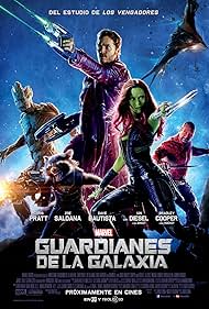 Vin Diesel, Bradley Cooper, Chris Pratt, Zoe Saldana, and Dave Bautista in Guardianes de la Galaxia (2014)