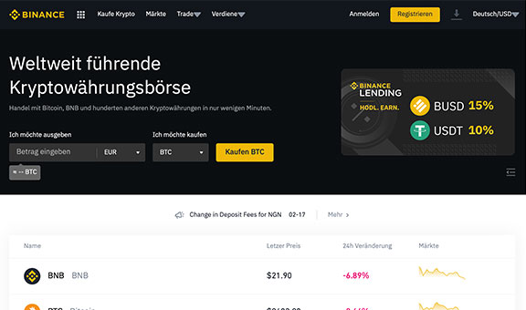 Bitcoin kaufen bei Binance