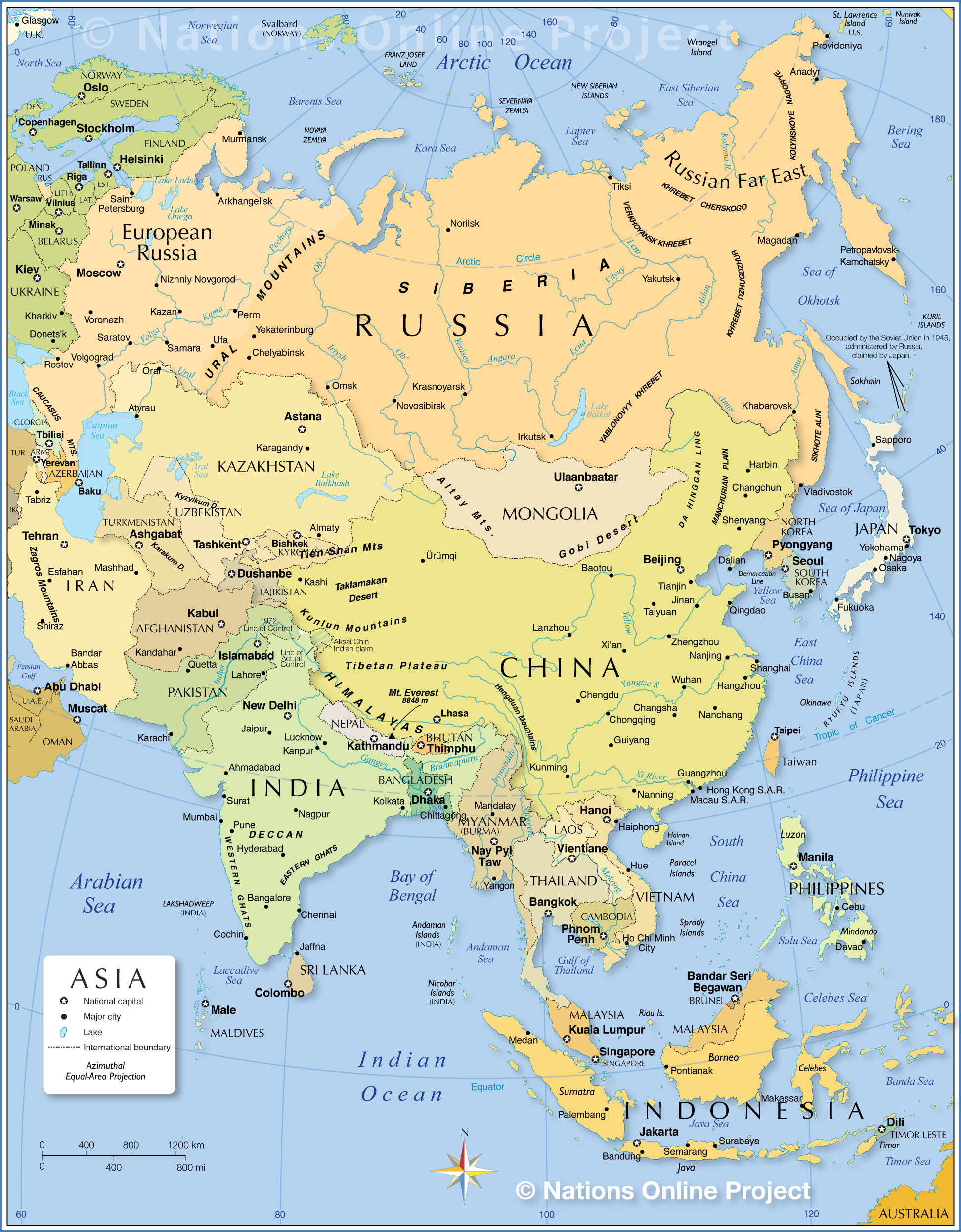 Map Of Continent Asia Nfszu - Large Map of Asia