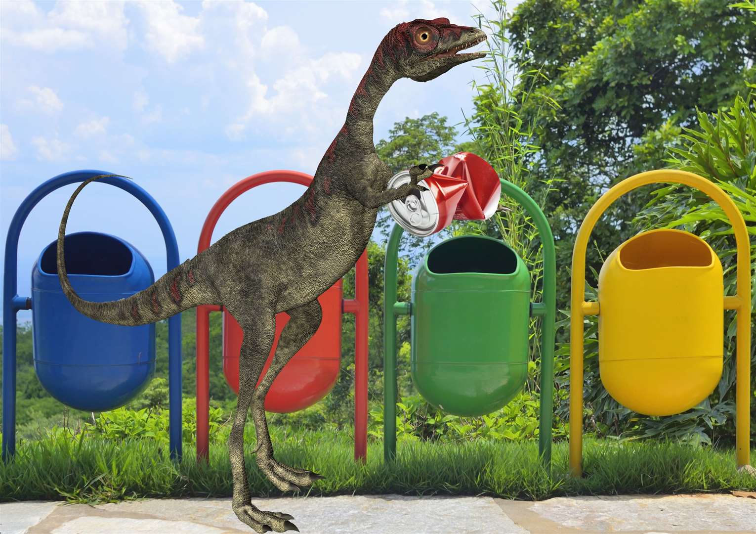 Bioengineered dinosaurs could one day be taught to do the recycling, something some humans still struggle with