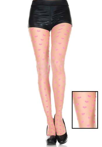 Women's Pink Hearts Spandex Pantyhose