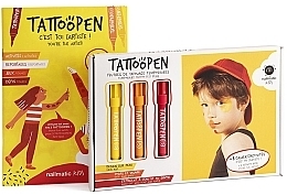 Make-up Pen Set, geel, oranje, rood Nailmatic Jij Bent de Artiest (pen/3x11g + boek/1 stuks)