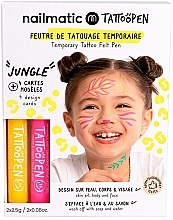 Tijdelijke tattoo-set Nailmatic Tattoopen Duo Set Jungle (pen/2x2,5g + Kaarten/4 stuks)