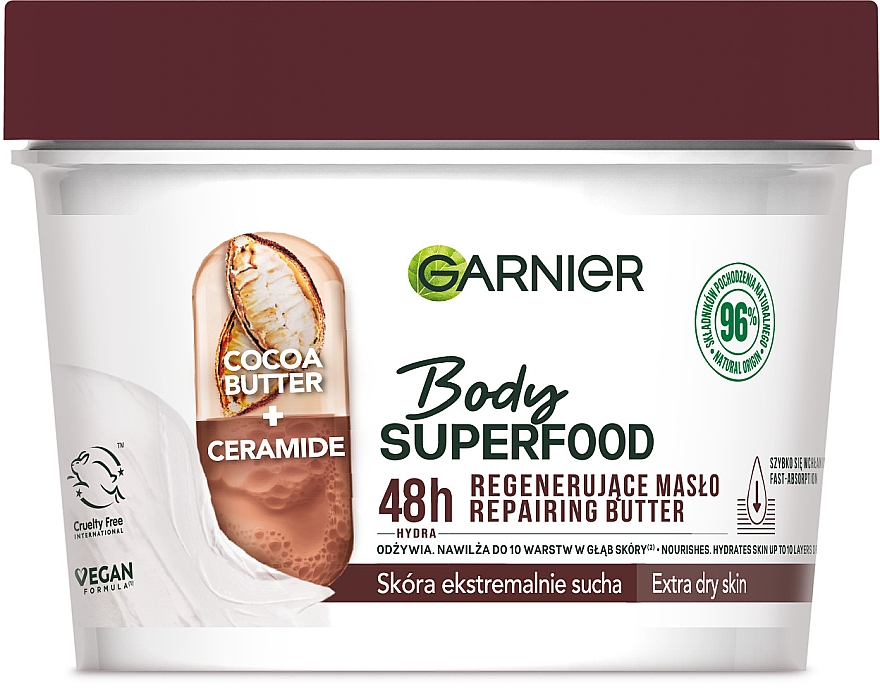 Lichaamsboter voor zeer droge huid - Garnier Body SuperFood Cocoa & Ceramide Repairing Butter