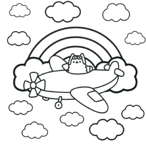 Pusheen Kolorowanka – wydrukuj za darmo i pokoloruj Pusheen jako pilot