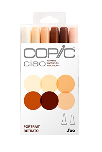 COPIC Ciao Marker Set 'Portrait' mit 6 Farben, Allround Layoutmarker, im praktischen Acryl-Display zur Aufbewahrung und einfachen Entnahme