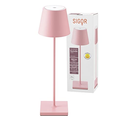 Dimmbare LED-Akku-Tischlampe in rosa von Sigor