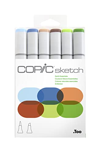 COPIC Sketch Set 'Earth Essentials', 6 Twin Marker mit einer mittelbreiten und einer Brush-Spitze