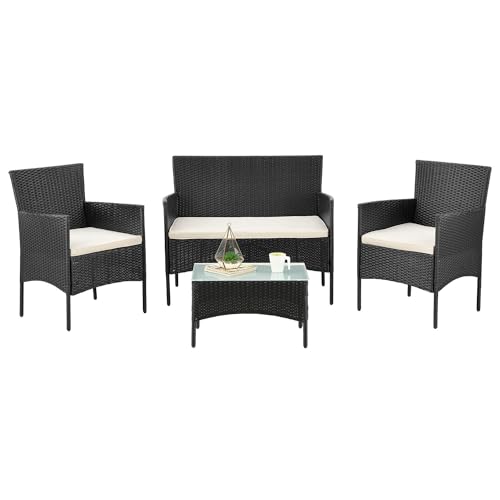 Juskys Polyrattan Sitzgruppe Fort Myers 4 Personen mit 2er Sofa,...