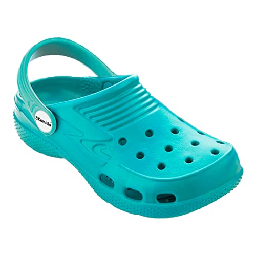 3Kamido Croco Kids schöne Clogs Kinder Gartenschuhe Badelatschen Sandkasten Camping Jungen und Mädchen (Türkis, 35)