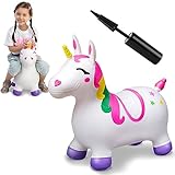 JOYIN Hüpftier Einhorn für Kinder, inklusive Luftpumpe, Aufblasbares Hüpfspielzeug aus,Hopser...