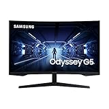 Samsung Odyssey G5 Curved Gaming Monitor C32G54TQBU, 32 Zoll, VA-Panel, WQHD-Auflösung, AMD FreeSync Premium, 1 ms Reaktionszeit, Bildwiederholrate 144 Hz, Schwarz