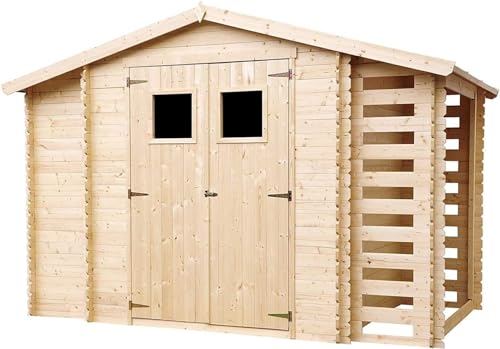 Holzhaus Gartenhaus mit Brennholzschuppen TIMBELA M389 -...