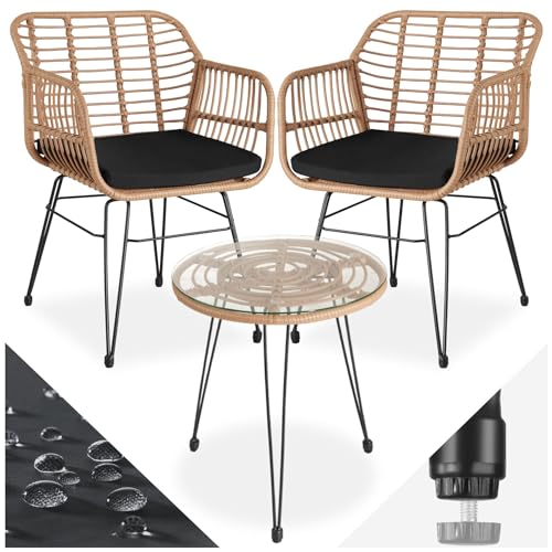 tectake® Outdoor Rattan Sitzgruppe, Möbel für 2 Personen,...