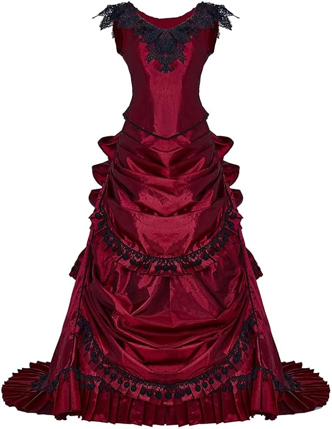 Victorian Clothing, Costumes & 1800s Fashion Womens Gothic Victorian Bustle Wedding Gown Renaissance Vintage Long Dress Steampunk Ball Gowns Evening Dress Costume  AT vintagedancer.com