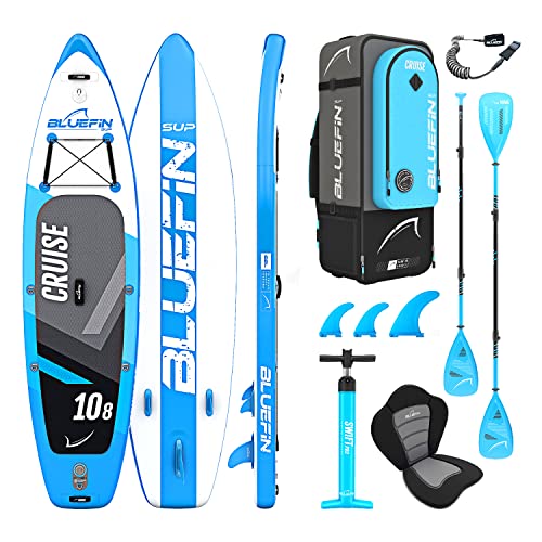 Bluefin Cruise SUP Board Set | Aufblasbares Stand Up Paddle Board | 6 Zoll Dick | Fiberglas Paddel | Kajak Sitz | Komplettes Zubehör