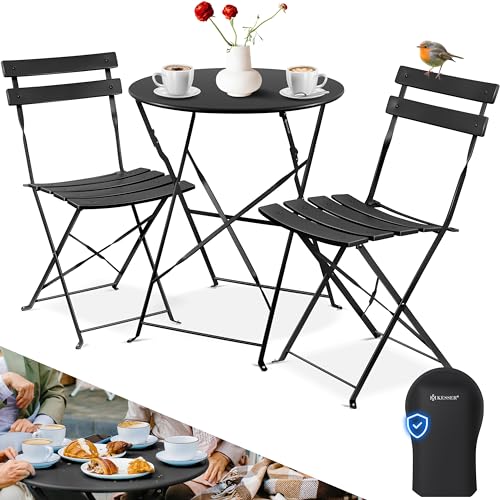 KESSER® Bistroset 3-teilig | Bistrotisch 2 klappbare Stühle...