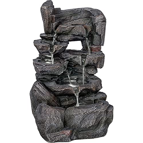 STILISTA Gartenbrunnen Steinwasserfall 47 x 28 x 25 cm, mit LED...