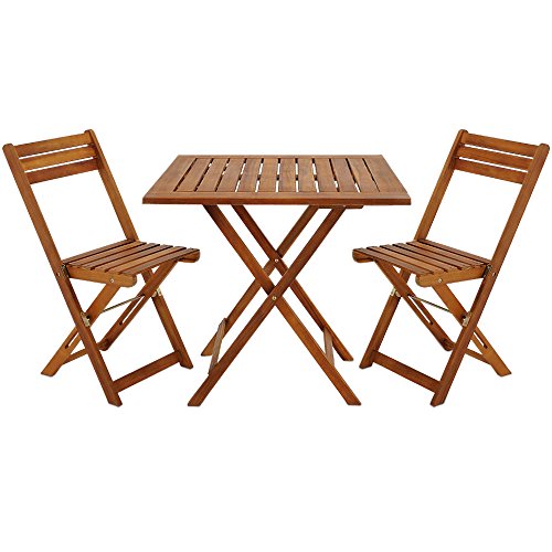 Casaria® Balkon Set 2 Personen Wetterfest Vormontiert 3-TLG Holz...